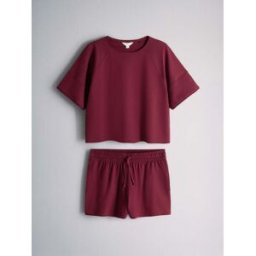 The Set Ensemble 2 T-shirt raglan et short de survêtement coordonnés rouge XL (FR 50-52)