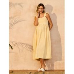 Jojo Maman Bébé Robe mi-longue de maternité JoJo Maman bébé froncée à carreaux vichy jaune L (FR 46-48)