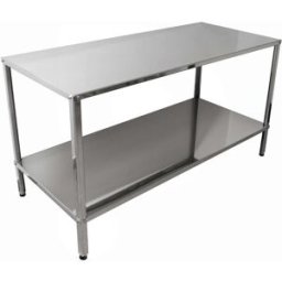 Polsinelli Table en acier inox avec étagère 120 x 70 cm