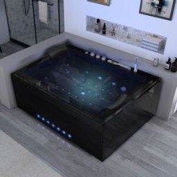 Distribain_D Baignoire balnéo rectangulaire Elle&Lui Black 40 jets Whirlpool