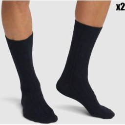 Dim - 2 paires de Chaussettes Bambou noires T.39/42
