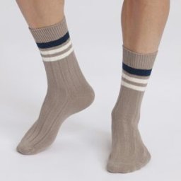Dim - Chaussettes en maille côtelée Bambou grises T.43/46