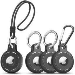 INF Étui de protection en silicone pour AirTag Apple Le noir paquet de 4