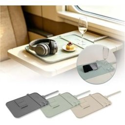 INF Tapis de bureau en silicone antidérapant avec support de téléphone, gestion des câbles et conception enroulable Kaki