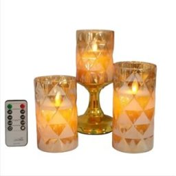 INF Ensemble de Bougies LED à Piles - Bougies Sans Flamme en Verre Diamant avec Télécommande