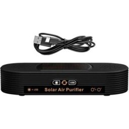 INF Purificateur d'air voiture solaire double-cœur - Plasma, ions négatifs et oxygène activé, alimentation USB/solaire