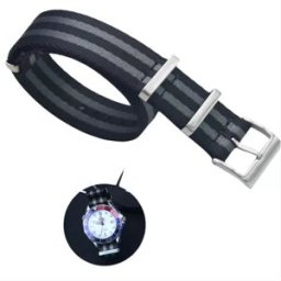 INF Bracelet de Montre en Nylon pour Omega Seamaster, Speedmaster, Planet Ocean Noir + Gris 22 mm