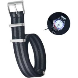 INF Bracelet de Montre en Nylon pour Omega Seamaster, Speedmaster, Planet Ocean Noir + Gris 18 mm