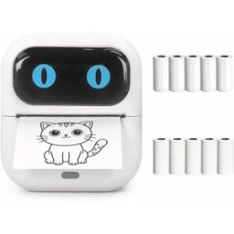 INF Mini imprimante thermique portable compatible avec Apple et Android, avec 10 rouleaux de papier et interface Type-C Blanc