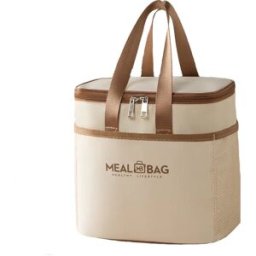 INF Sac isotherme - Tissu Oxford avec doublure en feuille d'aluminium, sac thermique étanche, sac isotherme portable pour Beige