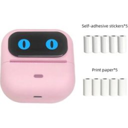 INF Mini imprimante thermique portable compatible avec Apple et Android, avec 10 rouleaux de papier et interface Type-C Rose