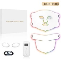 INF Masque LED Visage et Cou en Silicone - Photothérapie Multicolore, USB-C Type-C, Télécommande, Usage Domestique
