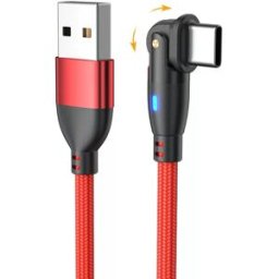 INF Lot de 2 câbles USB vers Type-C rotatifs à 180° - Nylon tressé, charge rapide Rouge 3 m