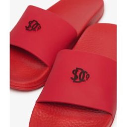 Superdry & Co Homme Imprimé Logo Claquettes De Piscine, Rouge & Noir, Pointure: 12-13