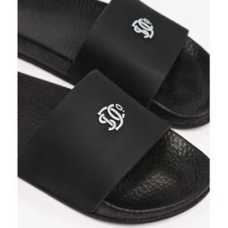 Superdry Homme Imprimé De Logo Sd & Co. Claquettes De Piscine, Noir & Blanc, Pointure: 10-11