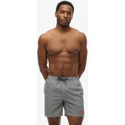 Superdry Homme Imprimé Longueur 43cm Short De Bain, Noir & Blanc, Taille: L
