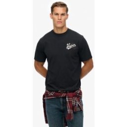 Superdry Homme Coton Imprimé Graphique Tap Room T-Shirt Oversize, Noir, Taille: XXL