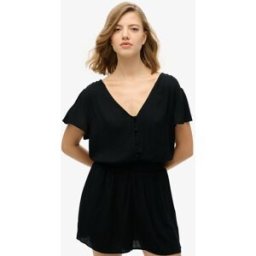 Superdry Femme Imprimé Combinaison Courte À Manches Courtes, Noir, Taille: 36