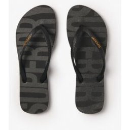 Superdry Femme Imprimé Logo Essential Tongs, Noir, Pointure: 3-4