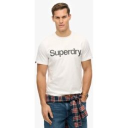 Superdry Homme Coton Imprimé De Logo Core T-Shirt, Blanc & Noir, Taille: XL