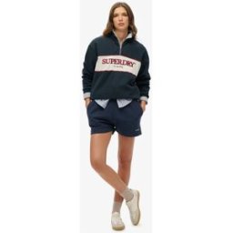 Superdry Femme Coton Short, Bleu Marine, Taille: 38