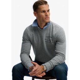 Superdry Homme Coton Imprimé Graphique Cutters And Makers Coupe Décontractée Sweatshirt, Gris & Noir, Taille: L