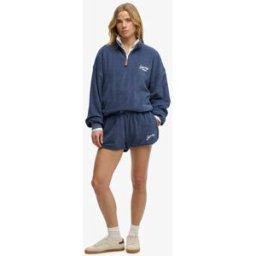 Superdry Femme Coton Logo Brodé Heritage Terry Short En Éponge, Bleu, Taille: 38