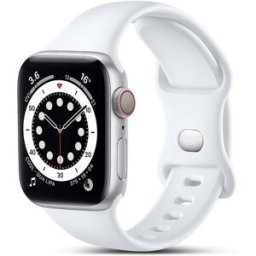 Bracelet Compatible Apple Watch 38mm 40mm 41mm Serie 9 8 7 6 5 4 3 2 Se - Taille L - Silicone Blanc Souple Little Boutik®