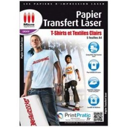 MICRO APPLICATION Papier Transfert Laser Créatif A4 Pour T-shirts Clairs 5 Feuilles Micro Appli
