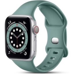 Bracelet Compatible Apple Watch 38mm 40mm 41mm Serie 9 8 7 6 5 4 3 2 Se - Taille L - Silicone Vert Souple Little Boutik®
