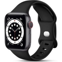 Bracelet Compatible Apple Watch 42mm 44mm 45mm 49mm Serie 9 8 7 6 5 4 3 2 Se Ultra- Taille S - Silicone Noir Souple Little Boutik®
