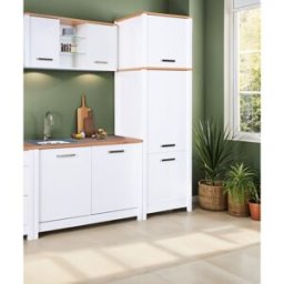 Deladeco Colonne combinée pour frigo/congélateur blanc/chêne Mylena Blanc/chêne