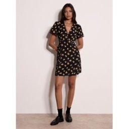 Apricot Robe courte Apricot à fleurs style vintage Noir FR 42 (EU 40)