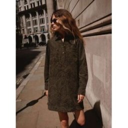 Next Mini robe à manches longues en velours côtelé vert FR 46 (EU 44)