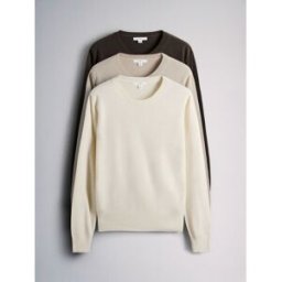The Set The Set 3 Pack Soft Knit Crew Neck Long Sleeve Jumpers crème M (FR 42-44)