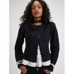 River Island River Island Veste en Denim brodé batteur Noir FR 46 (EU 44)