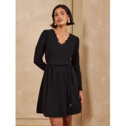 Love & Roses Love & Roses Long Sleeve Scallop Mini Dress Noir FR 44 (EU 42)