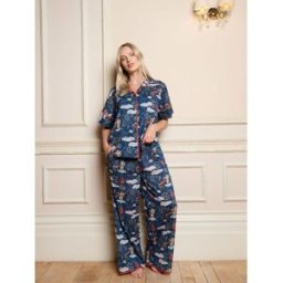 Their Nibs Their Nibs Lucky Love Cotton Voile Oversized Long Pyjamas Set bleu XS (FR 34-36)