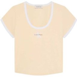 Klein Calvin Klein Slim Cotton Stretch Ringer T-Shirt jaune S (FR 38-40)
