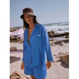self. Self. Chemise de plage en lin bleu FR 46 (EU 44)