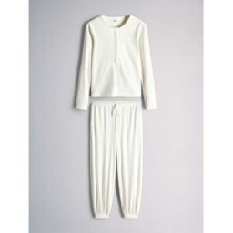 The Set The Set Soft Cream Henley and Balloon Pant Lounge Co-Ord Set pâle M (FR 42-44)