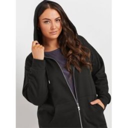 Yours Curve Sweat-shirt à capuche zippé long Yours Curve Noir FR 44 (EU 42)