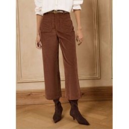 Love & Roses Love & Roses Wide Leg Cropped Corduroy Trousers Brun FR 46 Regular (EU 44 R)