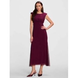 Jolie Moi Jolie Moi Lace Insert Mesh Maxi Dress violet FR 44 (EU 42)