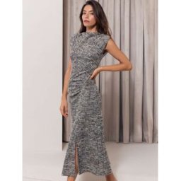Lipsy Lipsy Textured Boucle Look Sleeveless Smart Midi Dress Gris FR 46 (EU 44)