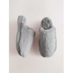 Next Mule Fur Slippers With Arch Support Gris Médium