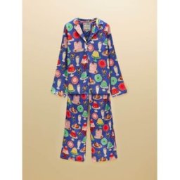 Joules Bonnie Satin Long Sleeve Pyjama Set bleu L (FR 46-48)