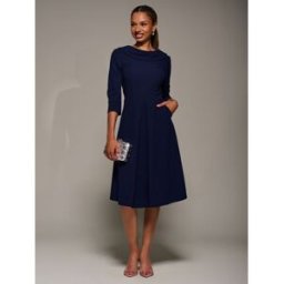 Jolie Moi Jolie Moi Roll Neck Fit & Flare Midi Dress bleu FR 44 (EU 42)