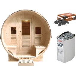 Pack Sauna Traditionnel d'extérieur Gaïa Luna France Sauna + poêle 8 kW et pierres (6 places)