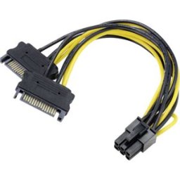 Akasa alimentation Adaptateur [2x Alimentation SATA mâle 15 pôles - 1x PCIe mâle 6 pôles] 0.15 m noir, jaune